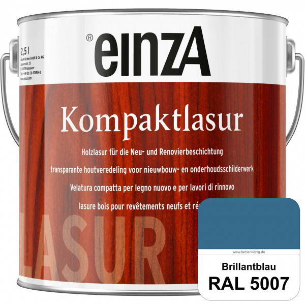 einzA Kompaktlasur (RAL 5007 Brillantblau) Lasuranstrich für den Neu- und Renovieranstrich