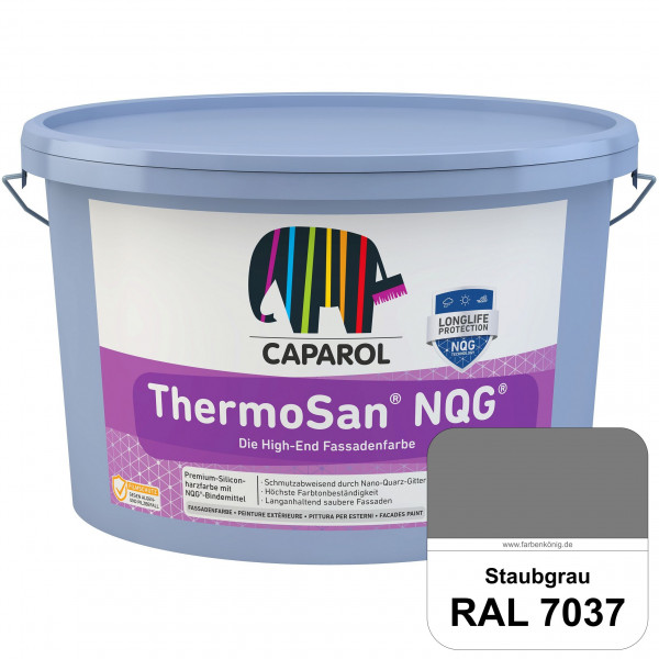 ThermoSan NQG (RAL 7037 Staubgrau) schmutzabweisende Siliconharz Fassadenfarbe mit Algen- und Pilzsc
