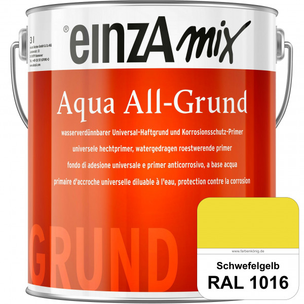 einzA Aqua All-Grund (RAL 1016 Schwefelgelb) Wasserverdünnbarer Haftgrund & Korrosionsschutz-Primer