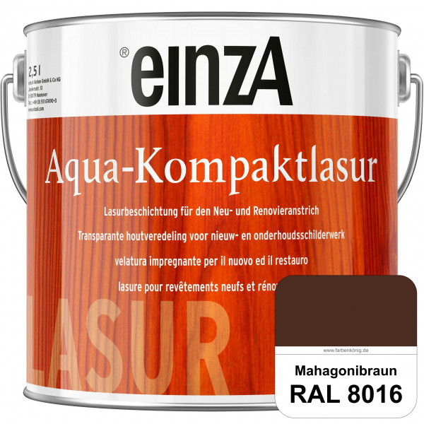 einzA Aqua-Kompaktlasur (RAL 8016 Mahagonibraun) wasserverdünnbare & feuchtigkeitsregulierende Lasur