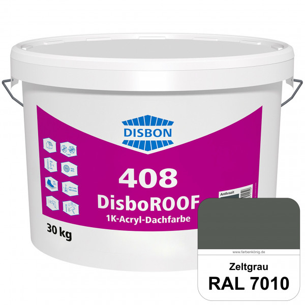 DisboROOF 408 1K-Acryl-Dachfarbe (RAL 7010 Zeltgrau) Elastische Reinacrylatbeschichtung für Betondac