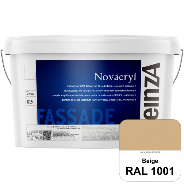 einzA Novacryl (RAL 1001 Beige) Reinacrylat-Fassadenfarbe, seidenmatt
