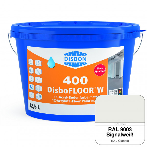 DisboFLOOR W 400 1K-Acryl-Bodenfarbe (RAL 9003 Signalweiß)