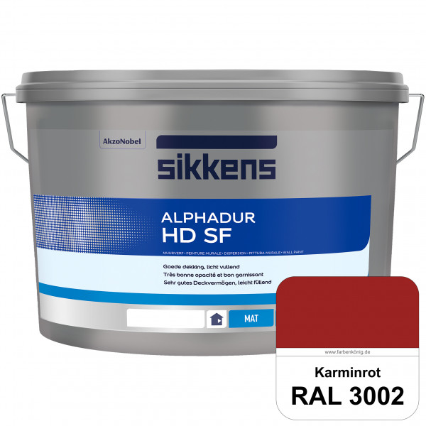 Alphadur HD SF (RAL 3002 Karminrot) matte hochdeckende waschbeständige Innenwandfarbe