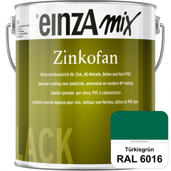 einzA Zinkofan (RAL 6016 Türrkisgrün) Hoch wetterbeständiges "Dickschicht-1-Topf-System"