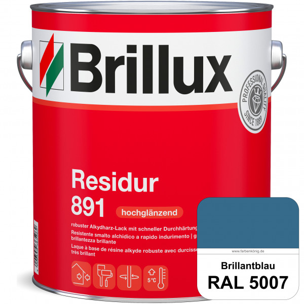 Residur 891 (RAL 5007 Brillantblau) widerstandsfähige, schnell trocknender Lack für grundierte Metal