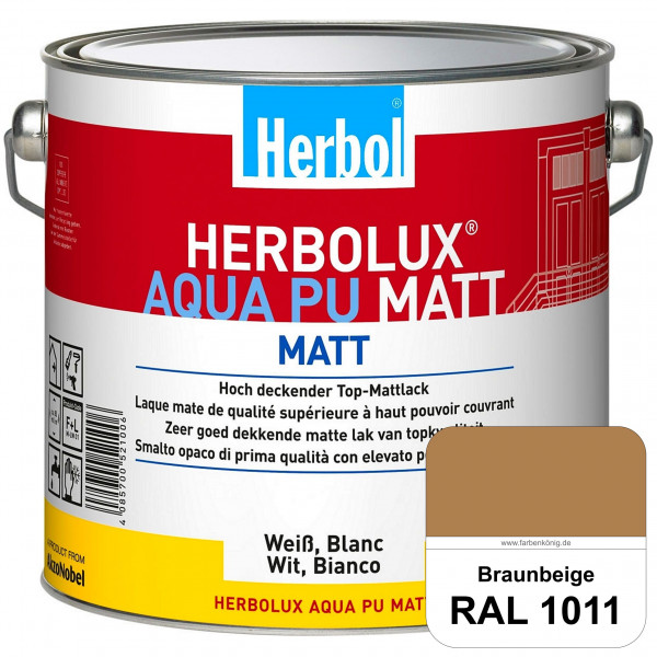 Herbolux Aqua PU Matt (RAL 1011 Braunbeige) Top-PU-Mattlack auf Wasserbasis (Innen)