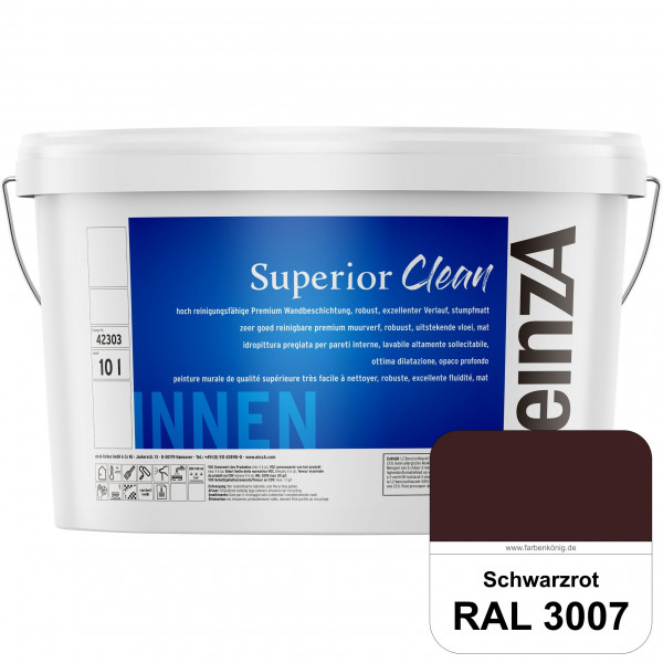 einzA Superior Clean (RAL 3007 Schwarzrot) Hoch reinigungsfähige, stumpfmatte Premium-Wandbeschichtu