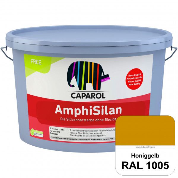 AmphiSilan FREE (RAL 1005 Honiggelb) Mineralmatte Fassadenfarbe in spezieller Siliconharz-Bindemitte