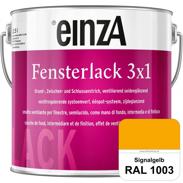 einzA Fensterlack 3 x 1 (RAL 1003 Signalgelb) wetterbeständiger & seidenglänzender Fensterlack