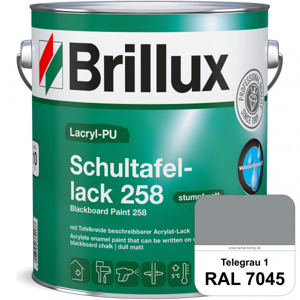 Lacryl-PU Schultafellack 258 (RAL 7045 Telegrau 1) wasserbasierter und matter Schultafellack (innen)