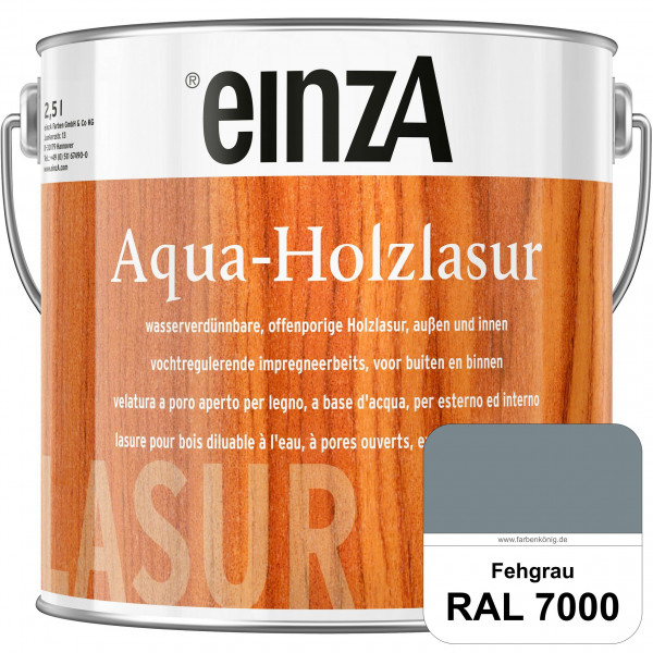 einzA Aqua-Holzlasur (RAL 7000 Fehgrau) wasserverdünnbare offenporige Holzlasur für Holzbauteile