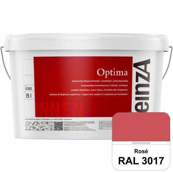 einzA Optima (RAL 3017 Rosa) Stumpfmatte Dispersionsfarbe für hochwertige Anstriche