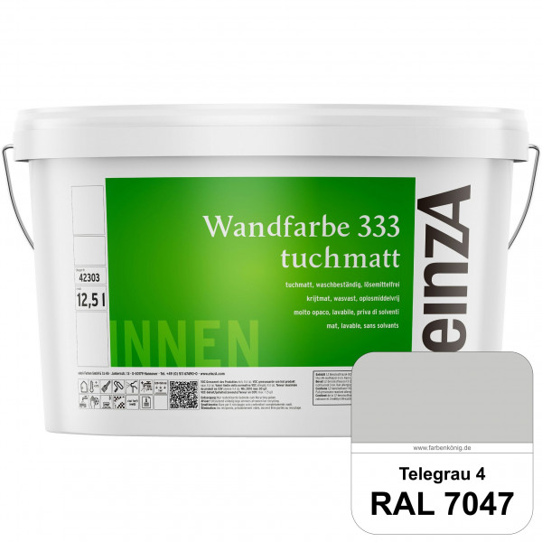 einzA Wandfarbe 333 tuchmatt (RAL 7047 Telegrau 4) Hochdeckende, waschbeständige Wandfarbe