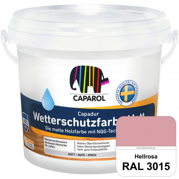 Capadur Wetterschutzfarbe Matt (RAL 3015 Hellrosa) matte Holzfarbe mit NQG-Technologie für außen
