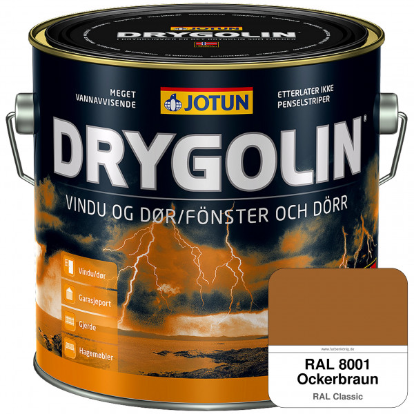 DRYGOLIN Vindu og dør - wetterbeständige Holzschutzfarbe für Außen (RAL 8001 Ockerbraun)