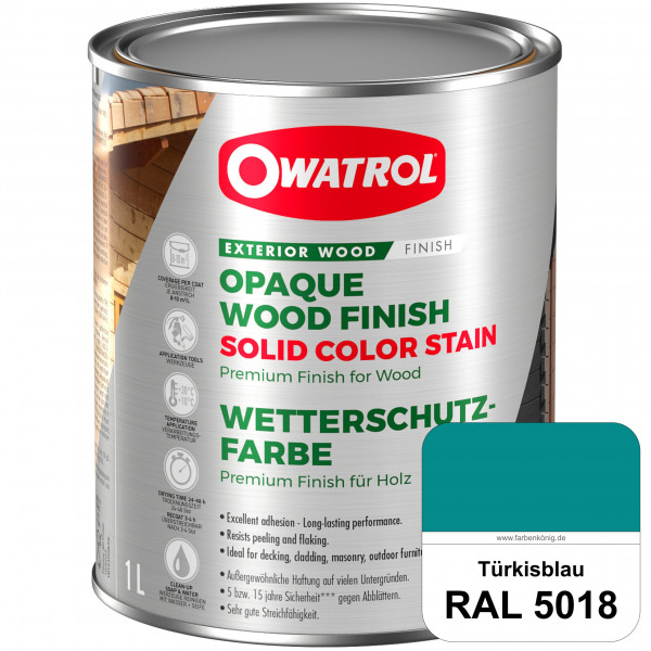 Solid Color Stain (RAL 5018 Türkisblau) deckende und matte Wetterschutzfarbe außen