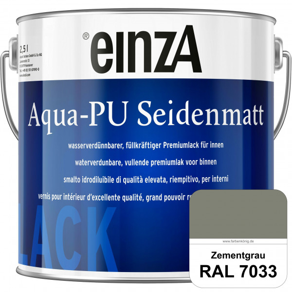einzA Aqua-PU seidenmatt (RAL 7033 Zementgrau) wasserverdünnbarer Premiumlack für innen