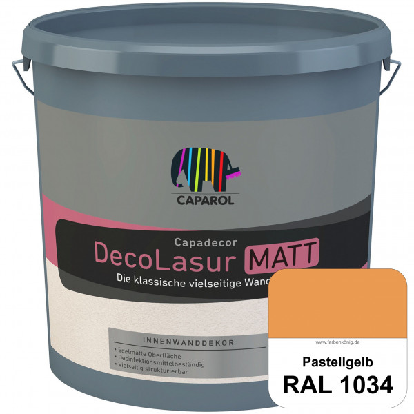 Capadecor DecoLasur Matt (RAL 1034 Pastellgelb) Matte Lasurfarbe auf Dispersionsbasis (innen)