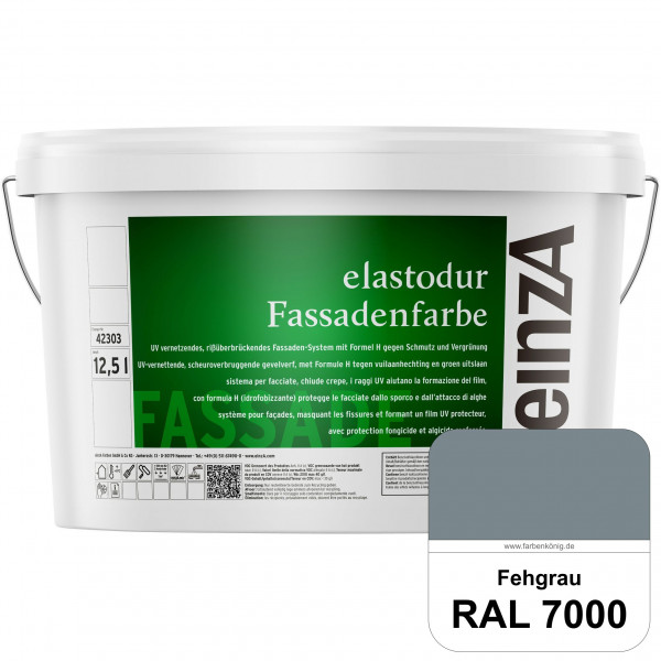 einzA elastodur Fassadenfarbe (RAL 7000 Fehgrau) UV-vernetzendes & rissüberbrückendes Fassadenfarbe
