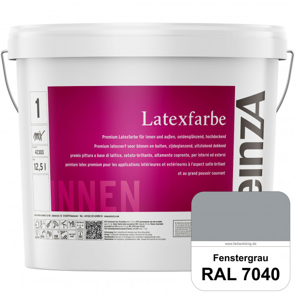 einzA Latexfarbe Premium (RAL 7040 Fenstergrau) Hochwertige scheuerbeständige seidenglänzende Latexf