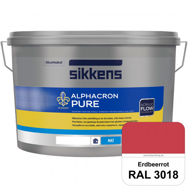 Alphacron Pure (RAL 3018 Erdbeerrot) Edelmatte & hochertige Premium Wandfarbe für glatte Untergründe