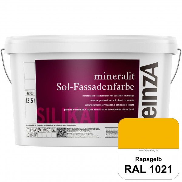 einzA mineralit Sol Fassadenfarbe (RAL 1021 Rapsgelb) mineralische Fassadenfarbe mit Sol-Silikat Tec