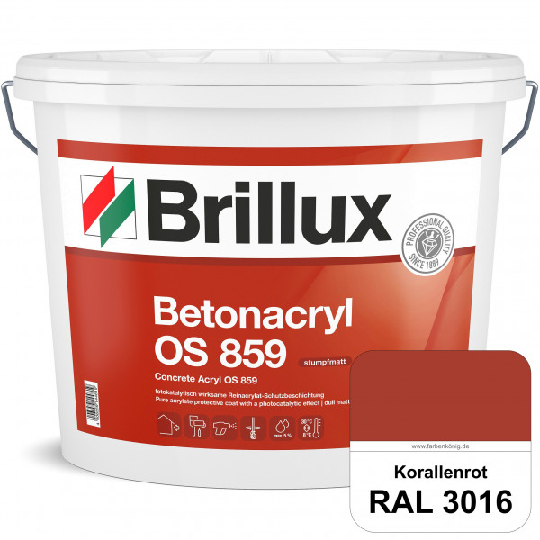 Betonacryl OS 859 (RAL 3016 Korallenrot) Wetterbeständige Schutzbeschichtung für Betonflächen (Außen