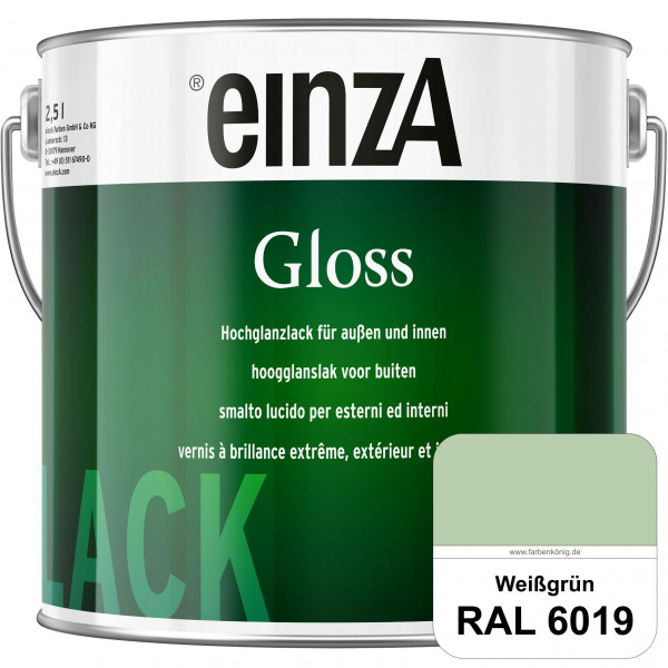 einzA Gloss (RAL 6019 Weißgrün) Hochwertiger Alkydharzlack in Premium-Qualität, hochglänzend.