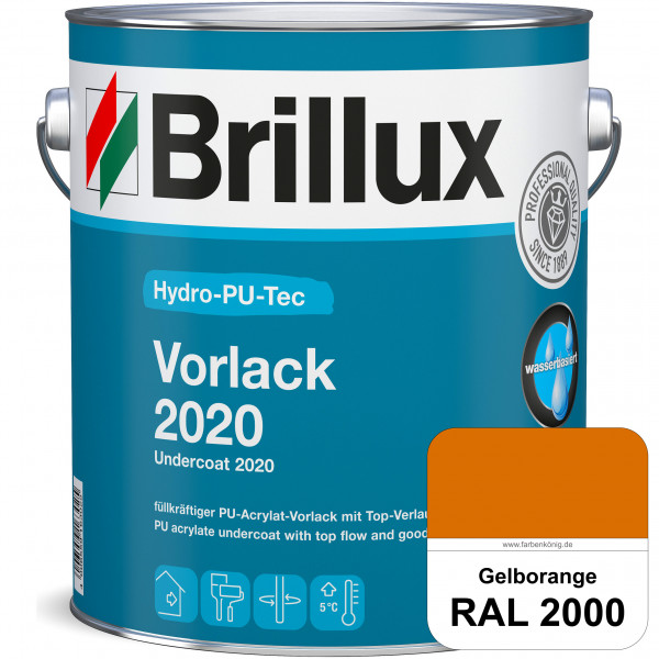 Hydro-PU-Tec Vorlack 2020 (RAL 2000 Gelborange) hochwertiger Vorlack für grundierte bzw. gespachtelt