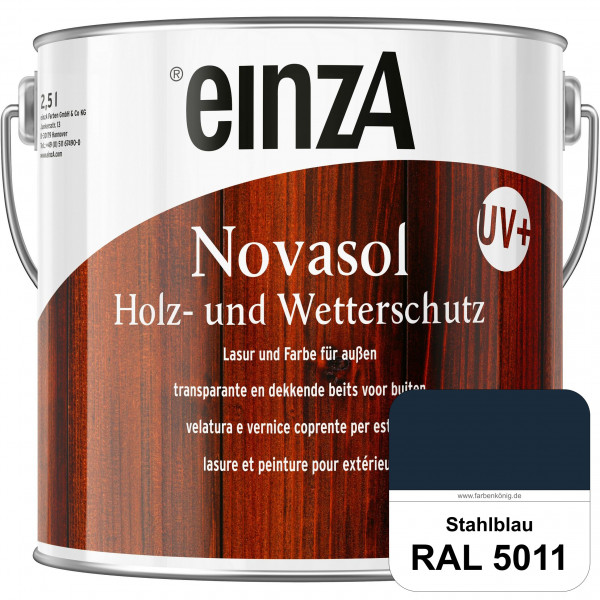 einzA Novasol HW Farbe (RAL 5011 Stahlblau) Deckender Wetterschutz für außen