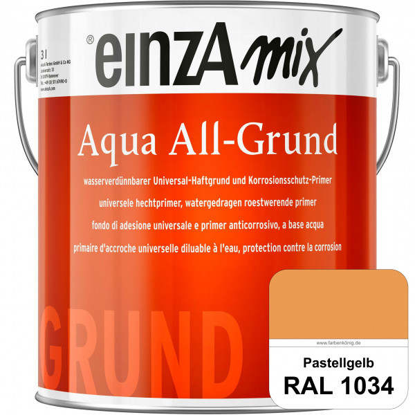 einzA Aqua All-Grund (RAL 1034 Pastellgelb) Wasserverdünnbarer Haftgrund & Korrosionsschutz-Primer