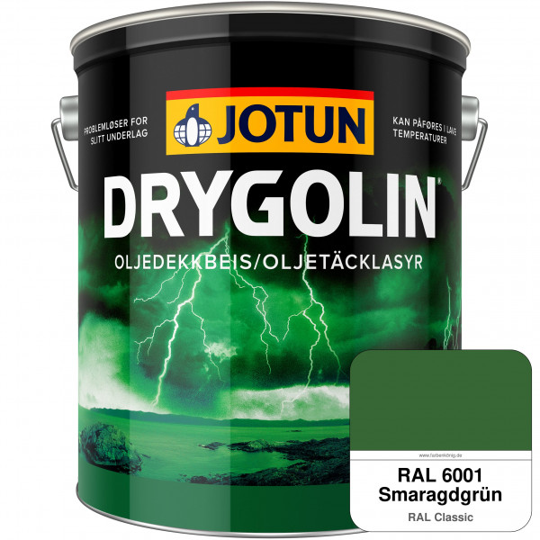 DRYGOLIN Oljedekkbeis - Deckende & wetterbeständige Öllasur für Außen (RAL 6001 Smaragdgrün)