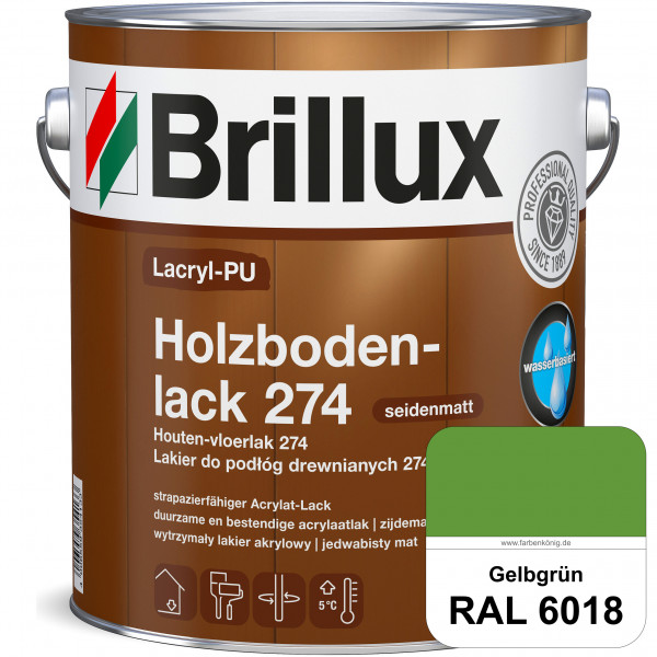 Lacryl-PU Holzbodenlack 274 (RAL 6018 Gelbgrün) hochwertige & widerstandsfähige, deckende Versiegelu