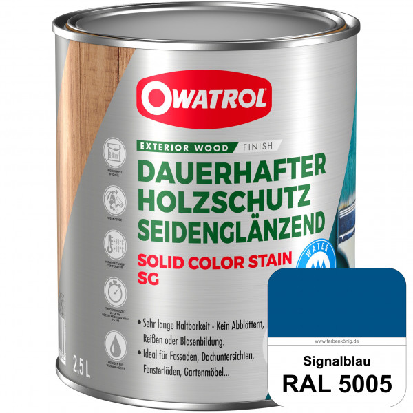 Solid Color Stain SG (RAL 5005 Signalblau) deckende und seidenglänzende Wetterschutzfarbe außen