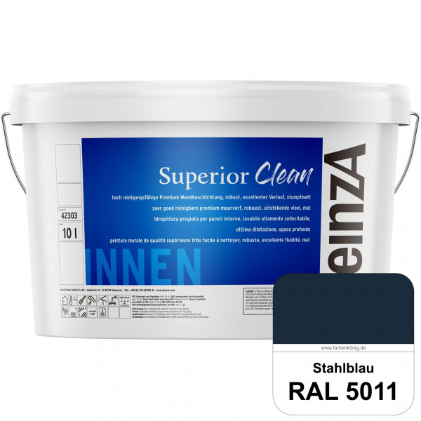 einzA Superior Clean (RAL 5011 Stahlblau) Hoch reinigungsfähige, stumpfmatte Premium-Wandbeschichtun