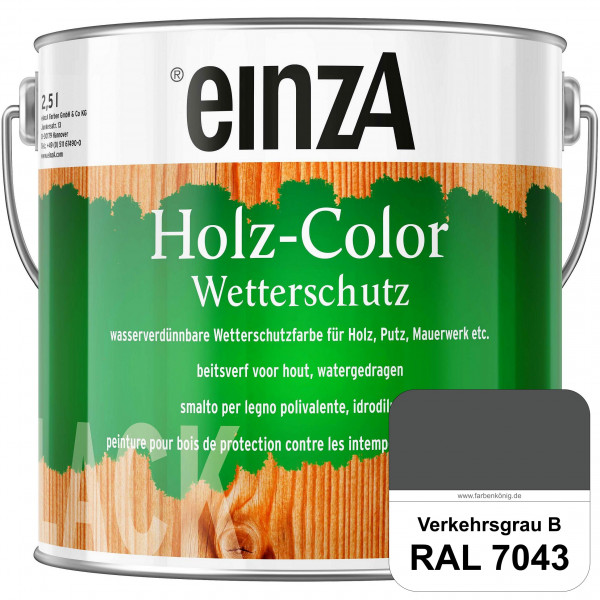 einzA Holz-Color (RAL 7043 Verkehrsgrau B) Wetterschutzfarbe für außen