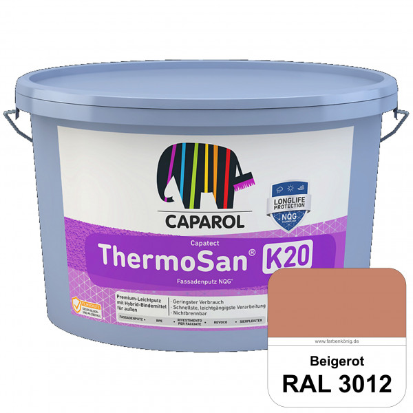 Capatect ThermoSan® Fassadenputz NQG® (R 30) (RAL 3012 Beigerot) Reibeputz-Struktur in Körnung 3 mm