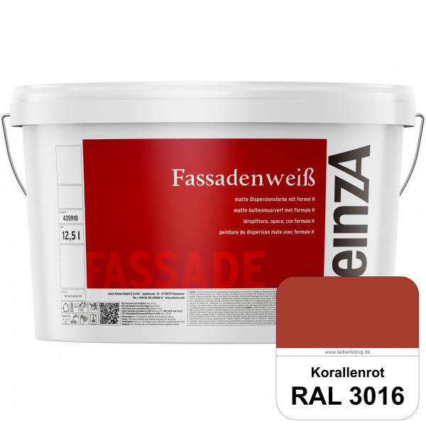 einzA Fassadenweiß (RAL 3016 Korallenrot) Sil-Fassadenfarbe gegen Schmutz & Vergrünung