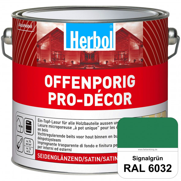 Herbol Offenporig Pro-Décor (RAL 6032 Signalgrün) Hochwertige Ein-Topf-Holzlasur mit 2-Phasen-UV-Sch