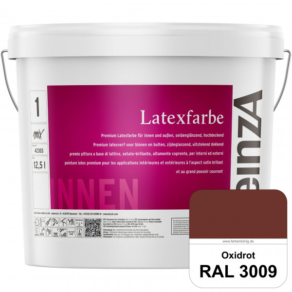 einzA Latexfarbe Premium (RAL 3009 Oxidrot) Hochwertige scheuerbeständige seidenglänzende Latexfarbe