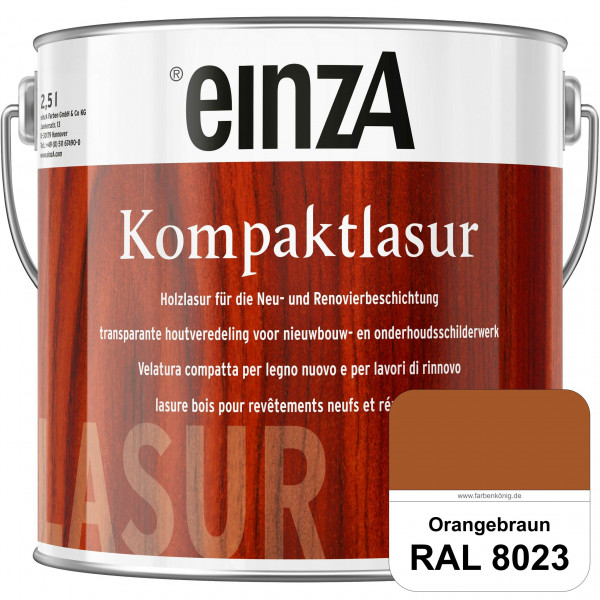einzA Kompaktlasur (RAL 8023 Orangebraun) Lasuranstrich für den Neu- und Renovieranstrich