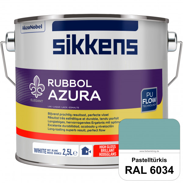 Rubbol Azura (RAL 6034 Pastelltürkis) hochglänzender Lack (löselmittelhaltig) innen & außen