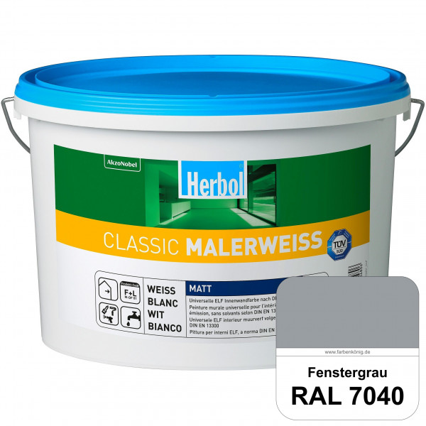 Classic Malerweiss (RAL 7040 Fenstergrau) Universell wirtschaftliche & matte Wandfarbe