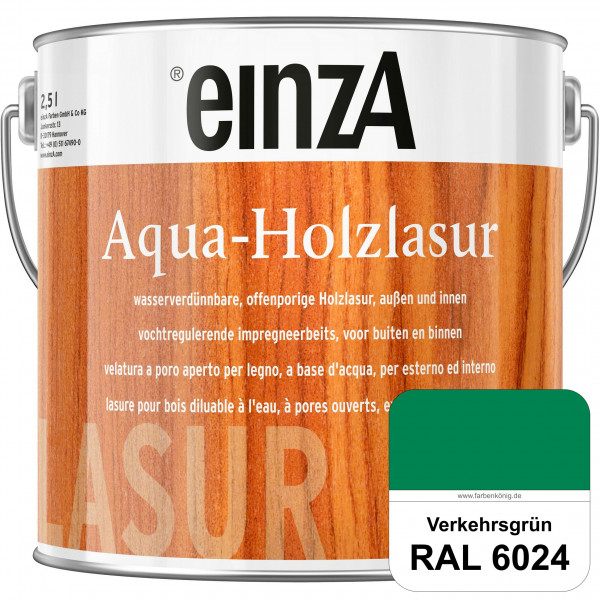 einzA Aqua-Holzlasur (RAL 6024 Verkehrsgrün) wasserverdünnbare offenporige Holzlasur für Holzbauteil