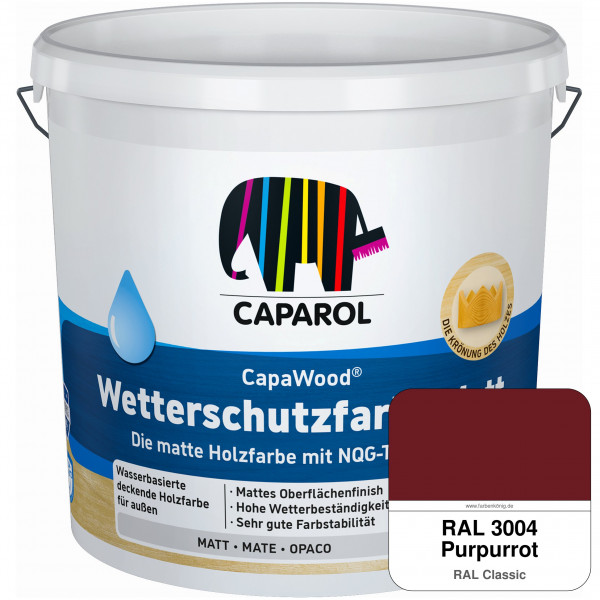 CapaWood® Wetterschutzfarbe Matt (RAL 3004 Purpurrot) - ersetzt Capadur Wetterschutzfarbe Matt