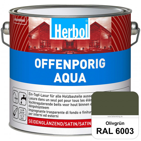 Offenporig Aqua (RAL 6003 Olivgrün) Wasserverdünnbar & hochwertige Ein-Topf-Holzlasur - Feuchteschut