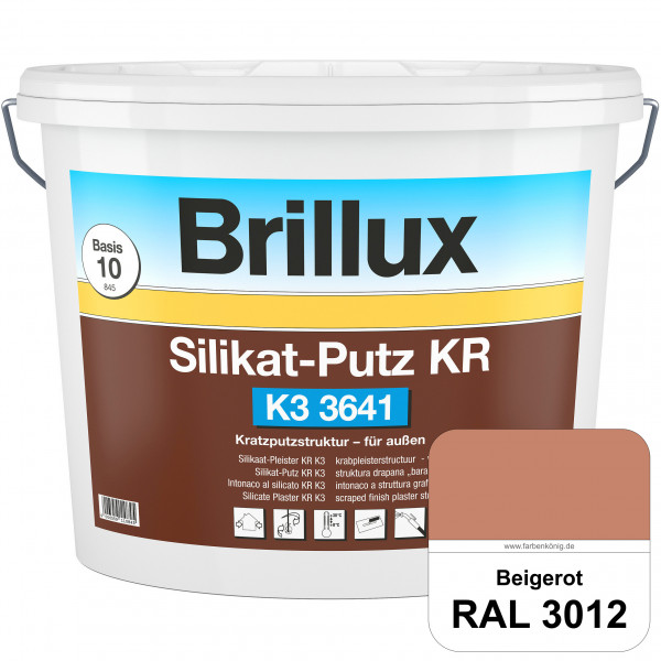 Silikat-Putz KR K3 3641 (RAL 3012 Beigerot) Dekorativer Kratzputz auf Silikatbasis