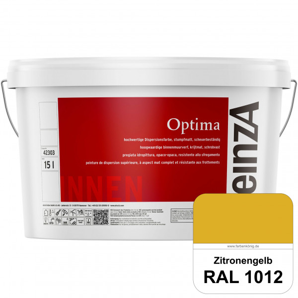 einzA Optima (RAL 1012 Zitronengelb) Stumpfmatte Dispersionsfarbe für hochwertige Anstriche