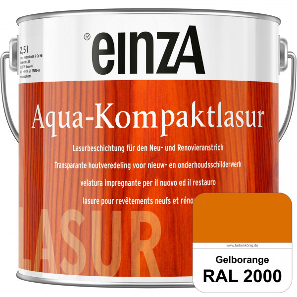 einzA Aqua-Kompaktlasur (RAL 2000 Gelborange) wasserverdünnbare & feuchtigkeitsregulierende Lasurbes